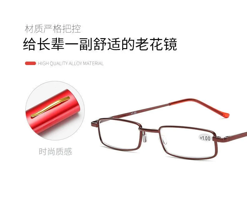 +1,5 2,0 2,5 Lesebrille für Damen und Herren, ultraleicht, tragbar, Mini-Weitsichtbrille, Metall-Presbyopie-Brille mit Dioptrien, inklusive Etui – Detail 2
