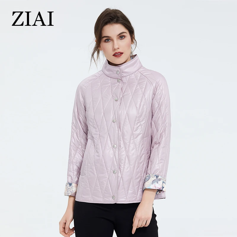 ZIAI 2021 hotsale Women jacket spring purple plus size warm female coats fashion Lined print ladies casual parka instock ZM-9423