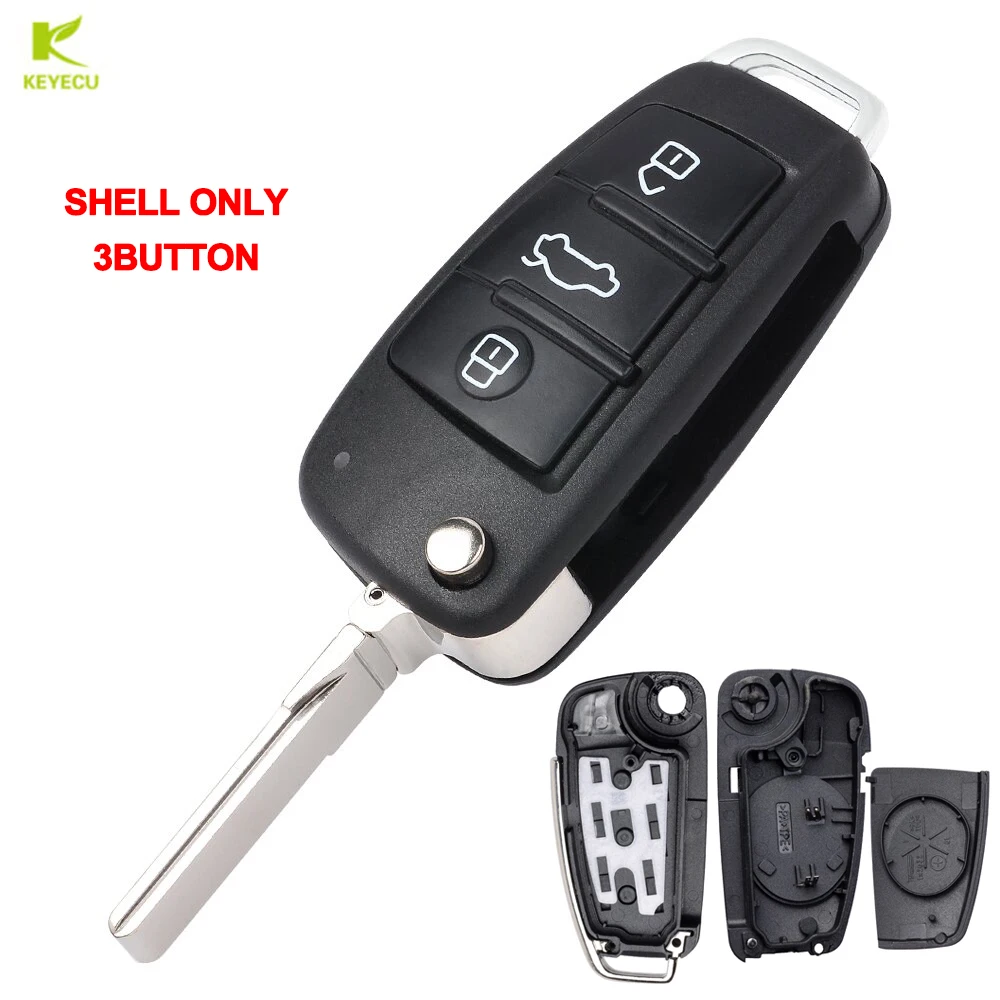 KEYECU Replacement Remote Key Shell Case 3 Button for Audi A2 A3 A4 A6 A8 TT Quattro S3 S6 S8 Q7 R8 S5 RS4 With HU66