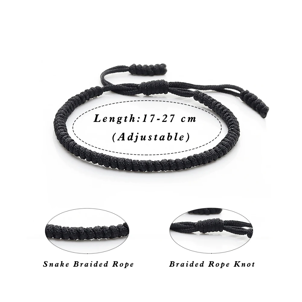 Black and White Bracelets for Couple Adjustable Size Handmade Bracelet Women Men Lucky Wristband Charm Protection Love Jewelry