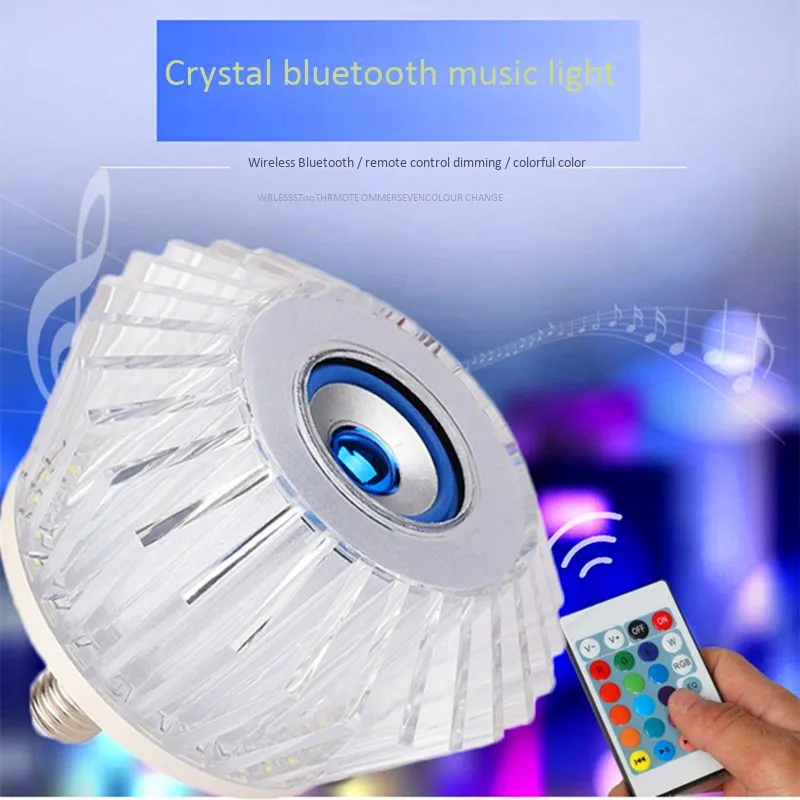 E27 bluetooth music crystal bulb Mobile phone wireless speaker LED colorful lights room atmosphere lighting sound smart audio