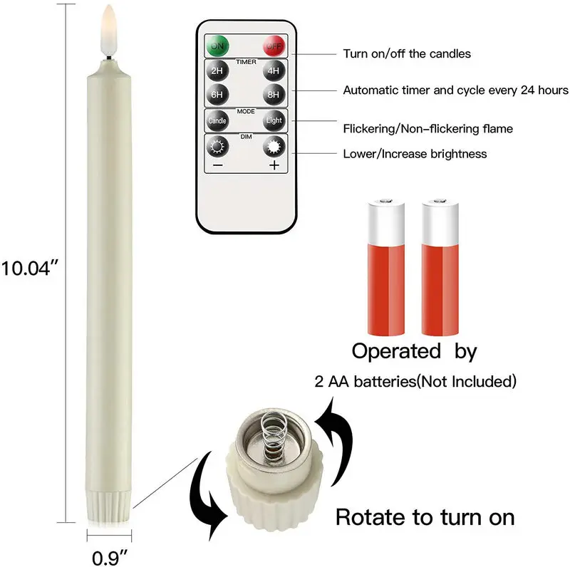 Bougies LED scintillantes sans flamme, lot de 6, minuterie de fenêtre 3D réaliste, télécommande, fonctionne à piles