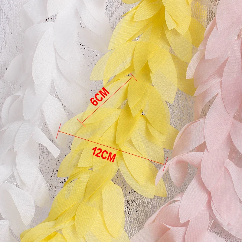 zsbszc Hochwertiger 50 Yards Chiffon-Blattspitzenbesatz Chiffonstreifen 14 Farben 3D Chiffon DIY 12cm Breite Spitzenbesatz Spitzenband XF11 – Detail 4