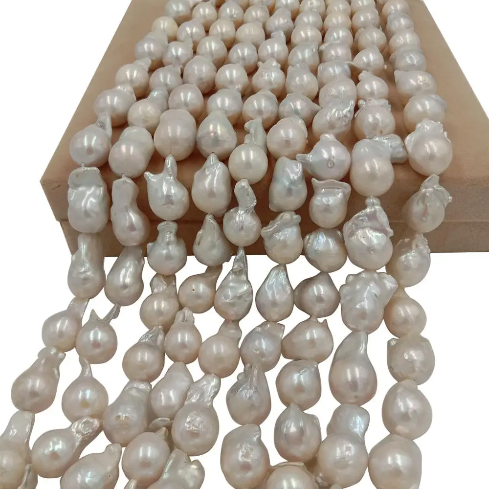 

AAA High luster 16 inch 14-28 mm 100% Nature freshwater loose pearl with big baroque shape, BIG KESHI BAROQUE pearl in strand