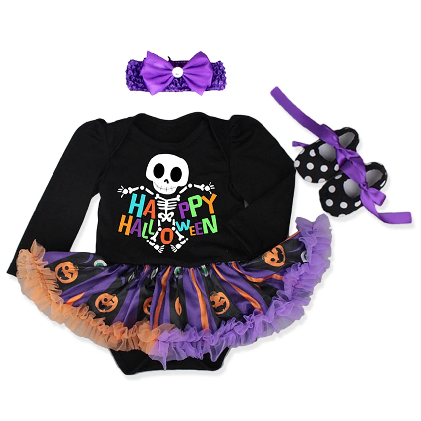 Halloween dziewczynka niemowlę 3 szt. Zestawy ubrań garnitur księżniczka Tutu Romper sukienka/kombinezon Xmas Bebe Party kostiumy urodzinowe Vestido