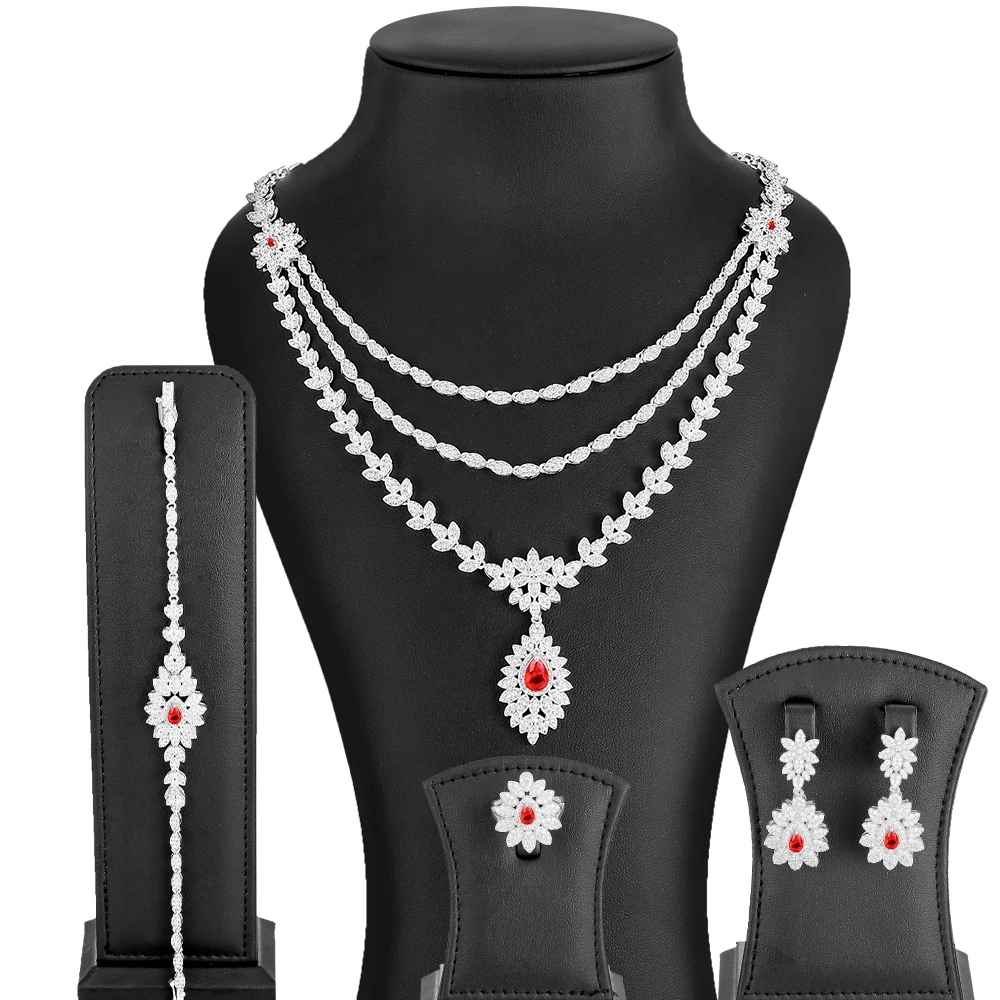 

Missvikki Luxury African Angel tear 4PCS Jewelry Set For Women Wedding Party Naija Bride Necklace Dubai Bridal Dress Jewelry Set