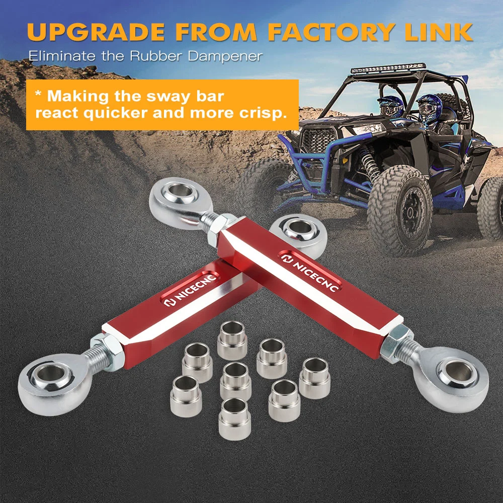 NiceCNC ปรับด้านหน้า Sway Stabilizer Bar End Links สำหรับ Polaris RZR XP4 1000 XP1000 900 4 XP 1000 sway Bar End Links