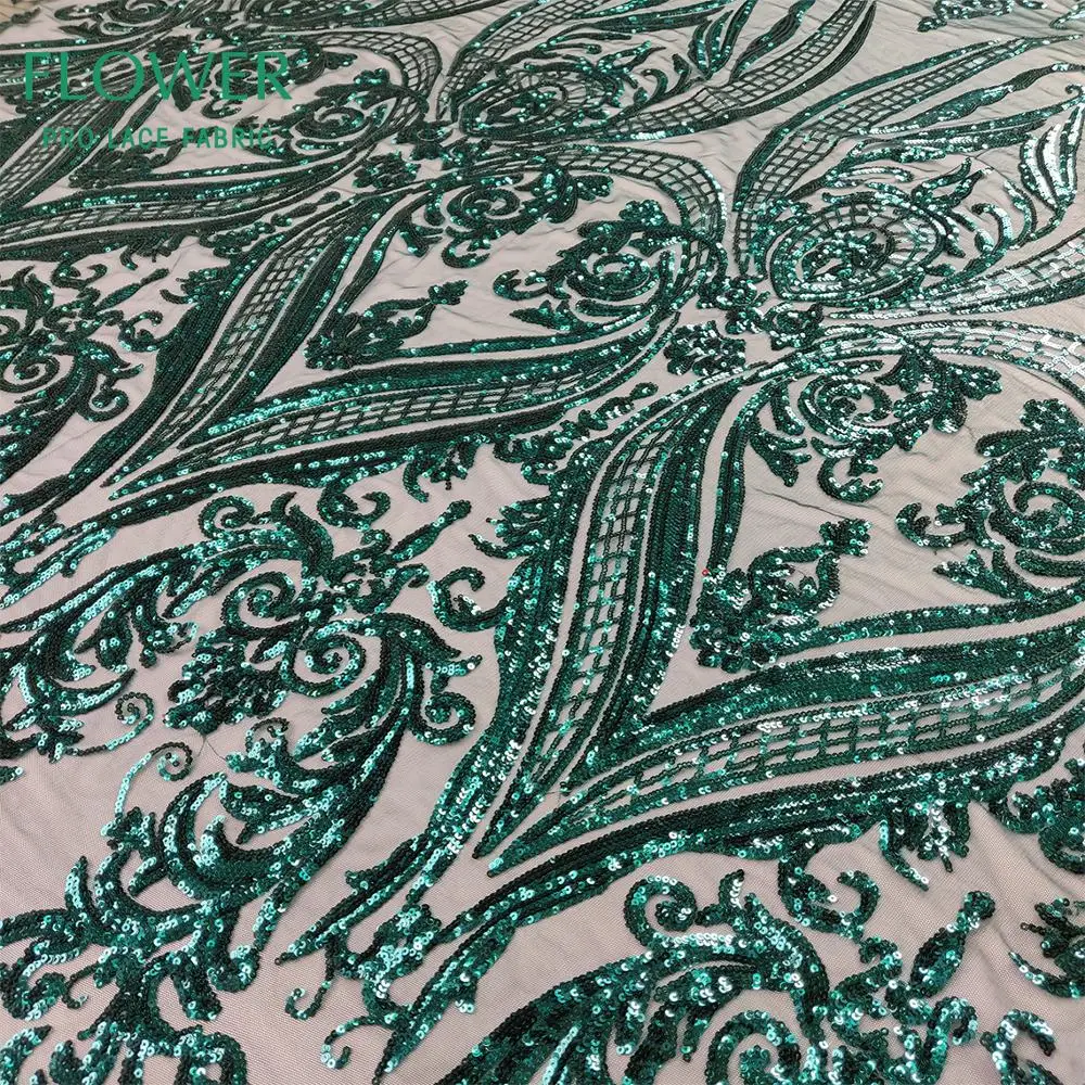 Green Sequined Embroidered Mesh Tulle Lace Fabric 2020 Latest African French Sequins Net Laces Senegal Women Wedding Bride Lace