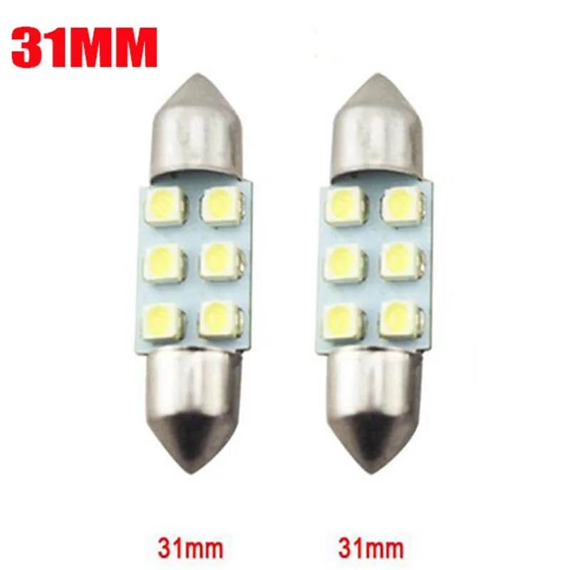 31mm White 6smd 1210 led festoon dome c5w car interior reading lamps 12v