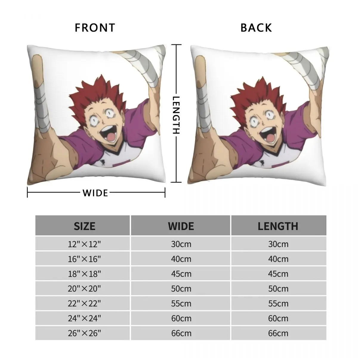 Satori Tendo Haikyuu Square Pillowcase Polyester Linen Velvet Printed Zip Decor Pillow Case Room Cushion Cover