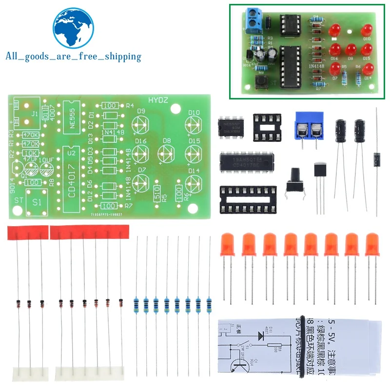 Electronic Dice NE555 LED Module CD4017 DIY Kit 5mm Red LED 4.5-5V ICSK057A Electronic Module Fun Diy Electronic