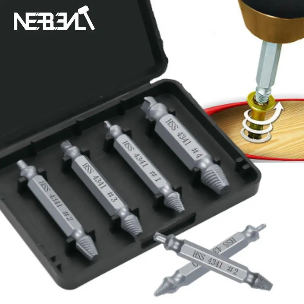 Damaged Screw Extractor Drill Bit Set 5pcs Stripped Broken Screw Bolt Remover Extractor Easily Take Out Demolition Tools