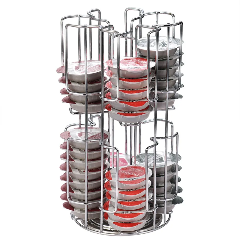 NUBECOM Exquisite Coffee Capsules Organizers Storage Stand Rotatable Practical Coffee Pod Holder Display Rack For 64pcs Capsules