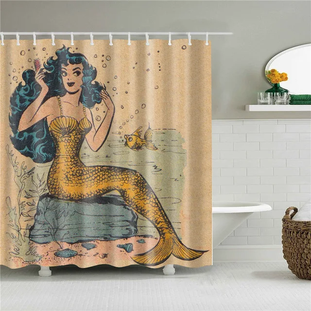 Sexy Woman Printed Shower Curtains Bathroom Curtain Fabric Funny Waterproof Macrame Screen Home  Decor with Hanging Ring