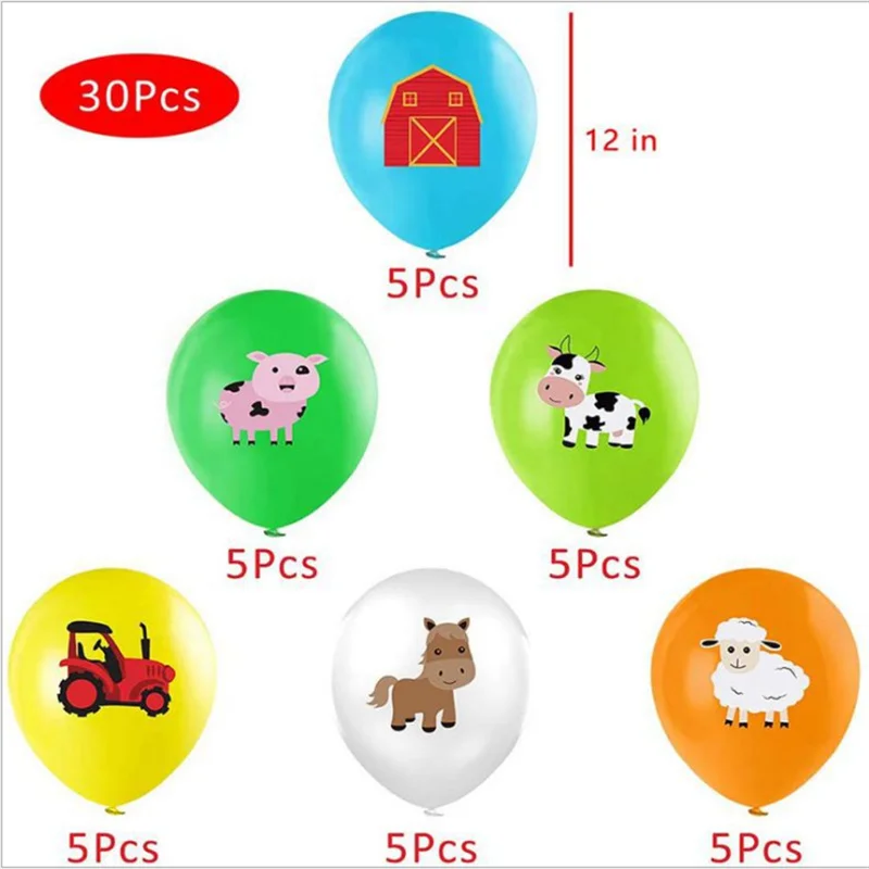 

30pcs Children's birthday party decoration supplies ranch cows latex balloon set