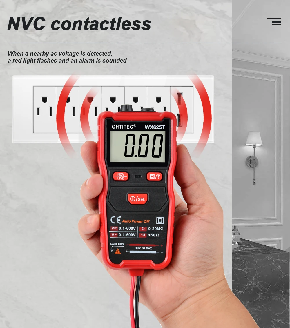 625T Digital Multimeter Auto Ranging AC/DC voltage ohm Portable Accurate LCD Display Multimetro With Test line QHTITEC JCD 2022