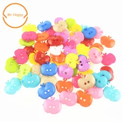 100PCs 13mm apple Shape Mixed Colors Resin Buttons  for Sewing or Scrapbooking Garment Accessories