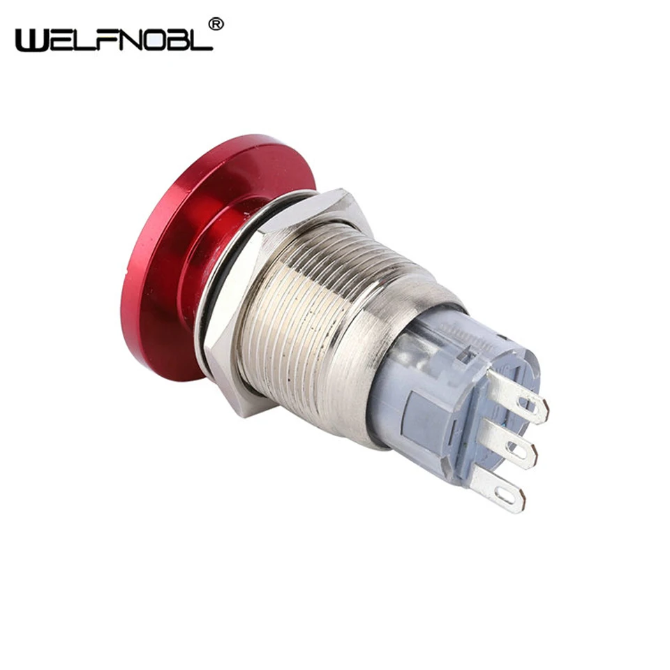 Waterproof 19mm Momentary Self-Locking Metal Pin 1NO1NC Waterproof Push Button Switch