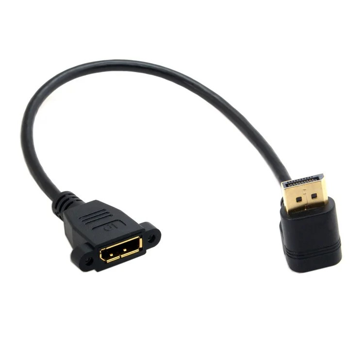 

90 Degree Male to Female Displayport Extender extension Cable with Panel Mount Socket Display port DP v 1.2 Cord 1ft