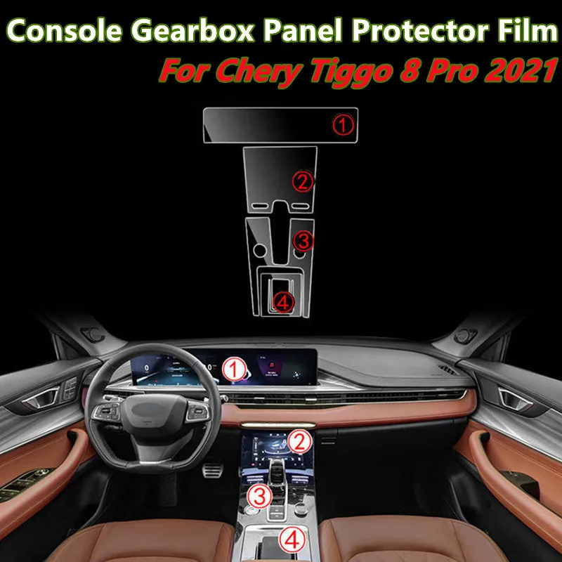 Transparent TPU Car Console Gearbox Panel Film Salon Frame Cover Sticker Strips Garnish Decoration For Chery Tiggo 8 Pro 2021