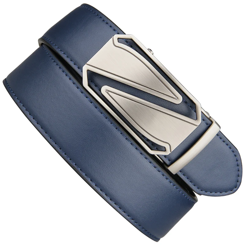 Ceinture de golf à cliquet en cuir gris sans environnement pour hommes, haute qualité, ceinture de construction marketautomatique, nouveauté