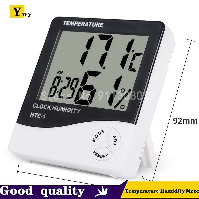 Indoor Room LCD Electronic Temperature Humidity Meter Digital Thermometer Hygrometer Weather Station Alarm Clock HTC-1/HTC2