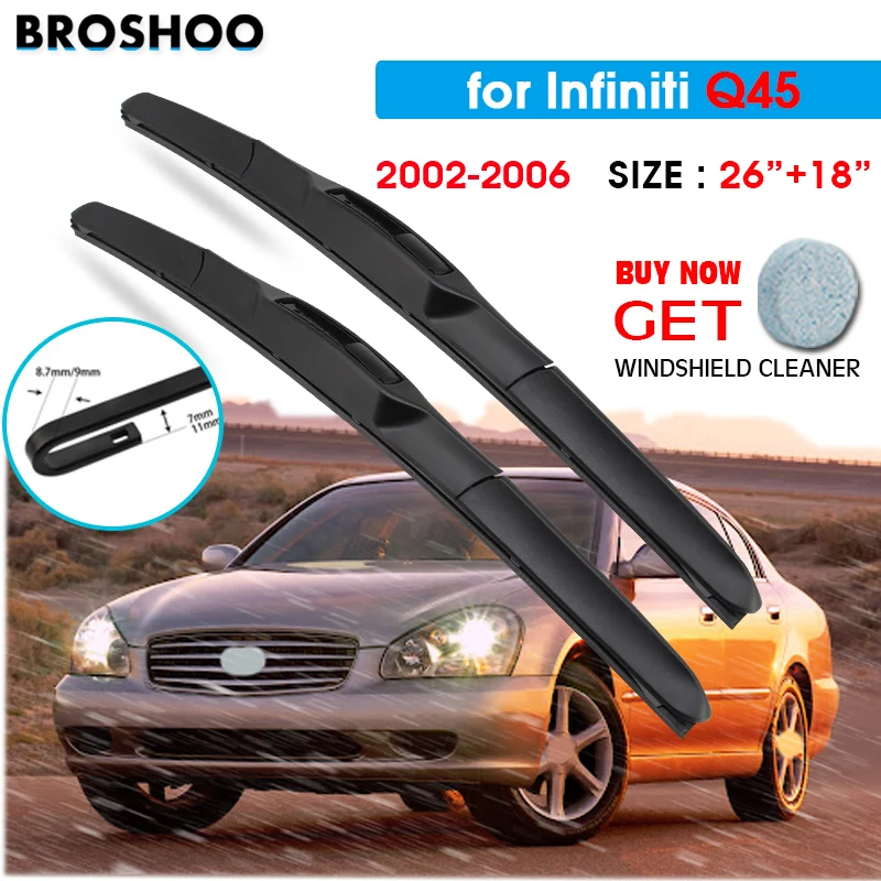 

Car Wiper Blade For Infiniti Q45 26"+18" 2002-2006 Auto Windscreen Windshield Wipers Blades Window Wash Fit U Hook Arms