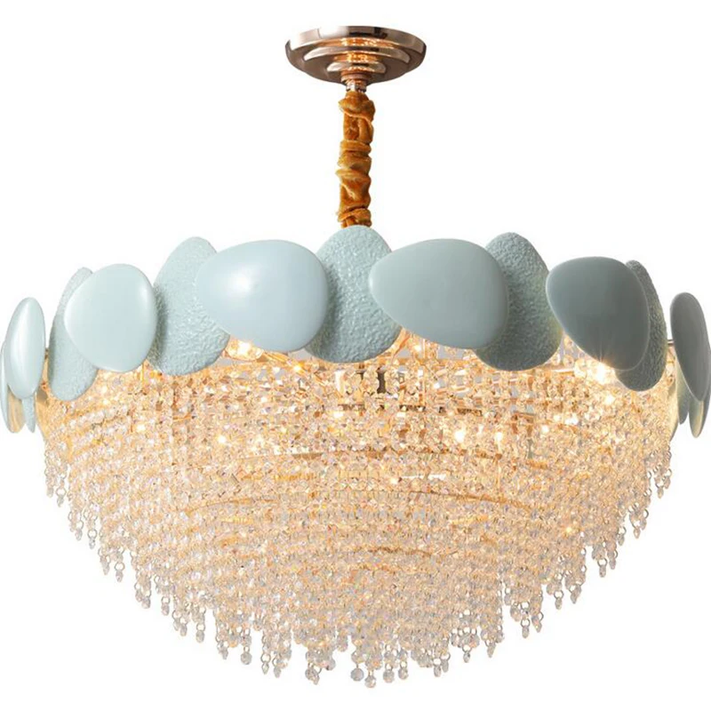 

jmmxiuz New luxury modern crystal restaurant chandelier luxury round living room crystal lamp household LED ceramic crystal lamp