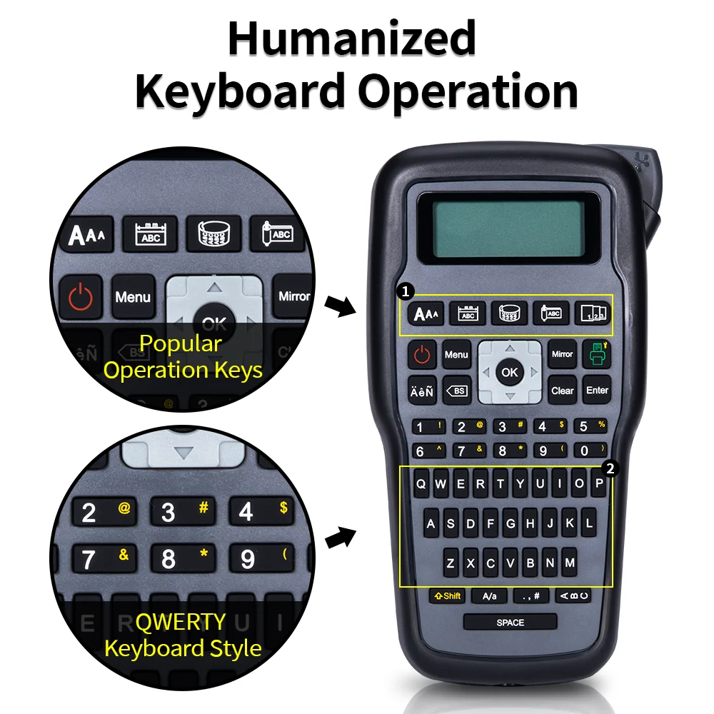 E1000 Label Printer+10PK Tape  Portable Handheld Labeling Machine QWERTY Keyboard Industrial  Compatible for Brother TZe-231 221
