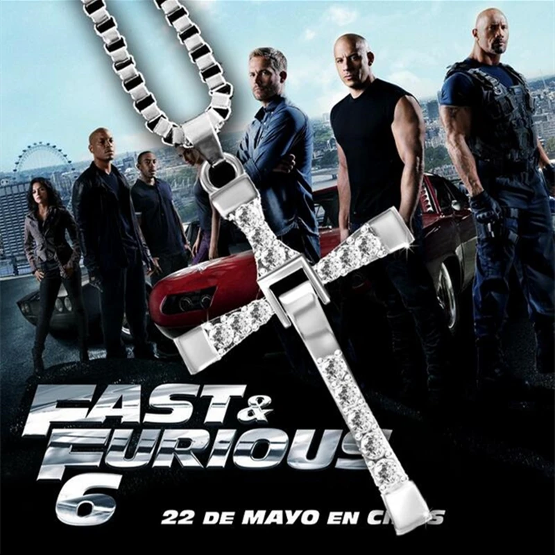 Hot Sell The Movie Fast and Furious Pendant Necklace Dominic Toretto Cross Mens Pendants For Men Jewelry Crystal Necklace