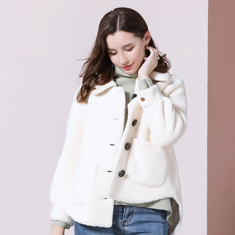 

women s faux fur coats short teddy bear coat ladies clothing overcoat plus size white wool blend 2019 autumn winter free ship