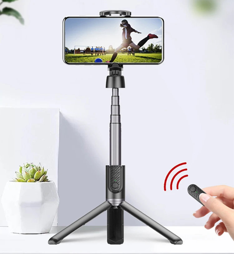 Portable independent Bluetooth remote control aluminum alloy retractable folding mobile phone self timer