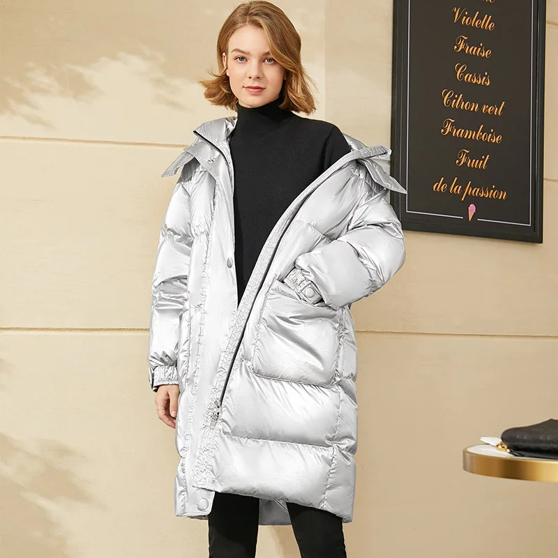 Amii Minimalism Winter Coat Women Fashion 90%White Duck Down Women\'s Jacket Causal Solid Hooded Coat Women Down Coat 12040619