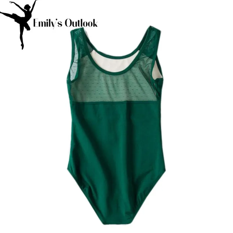 Girls' Team Basic Tank Leotard Classic High-Neck Dance Leotard Children Ballet Gymnastic Mesh Athletic Dancewear Extra Big