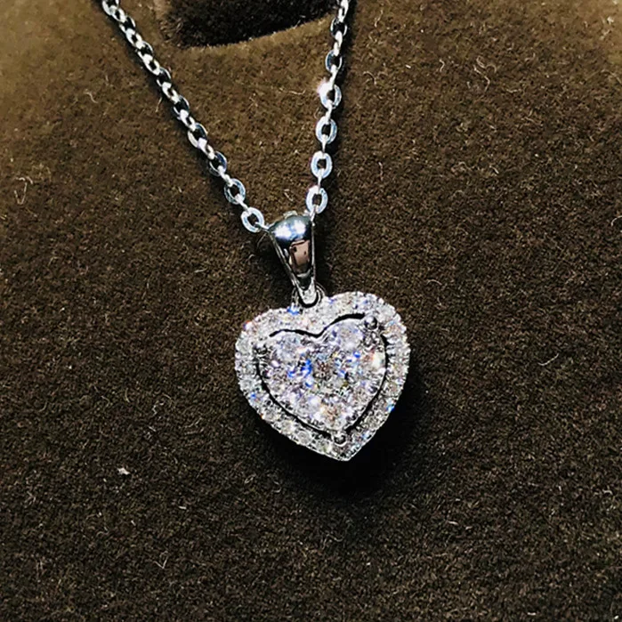 luxury Big Heart CZ Women Pendant sterling silver 925 Necklaces Simple Versatile Female Party Gift Daily Wear Statement Jewelry