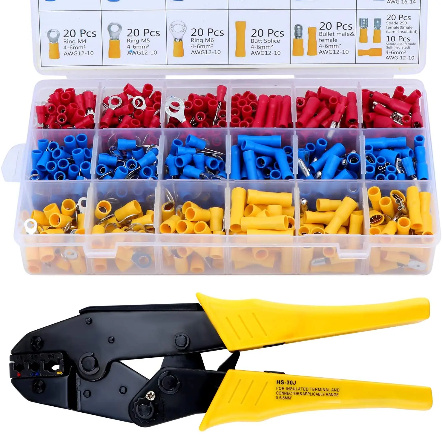 

0.5-6.0mm2Mini pliers electrical wire crimping tools tubular terminals box kit 700pcs Wire Stripper Crimper Terminal 20-10 AWG