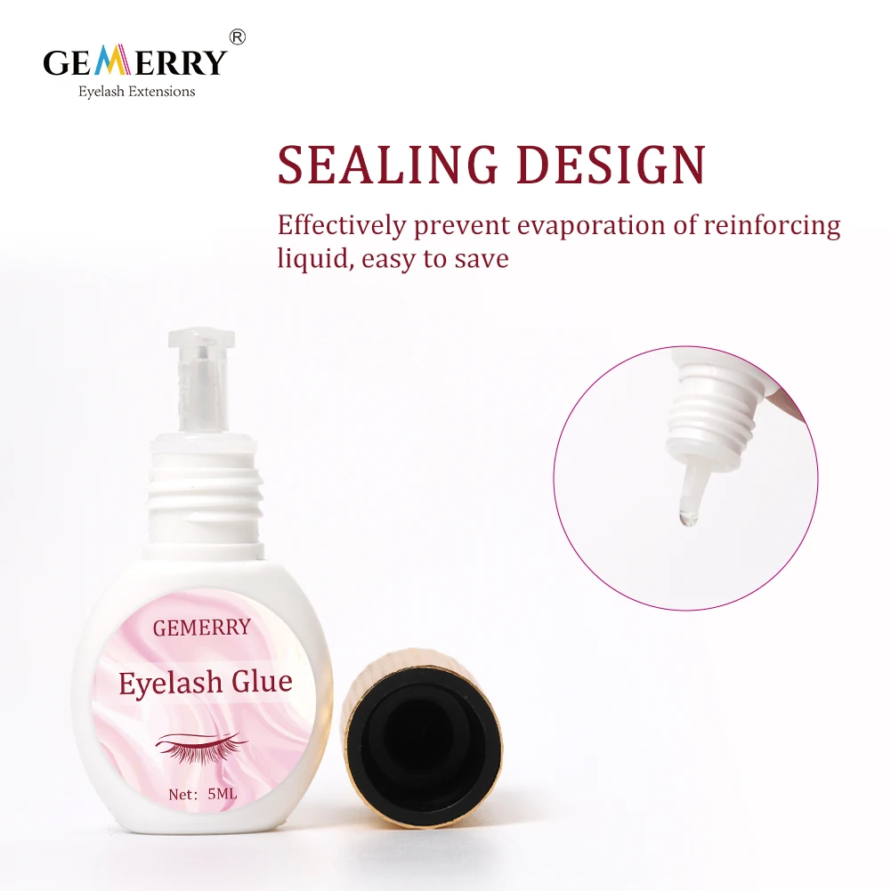 GEMERRY 5ml Eyelash Extensions Clear Glue 1-2s Fast Drying Eyelashes Glue Lash Glue Transparent Adhesive Retention Long Lasting