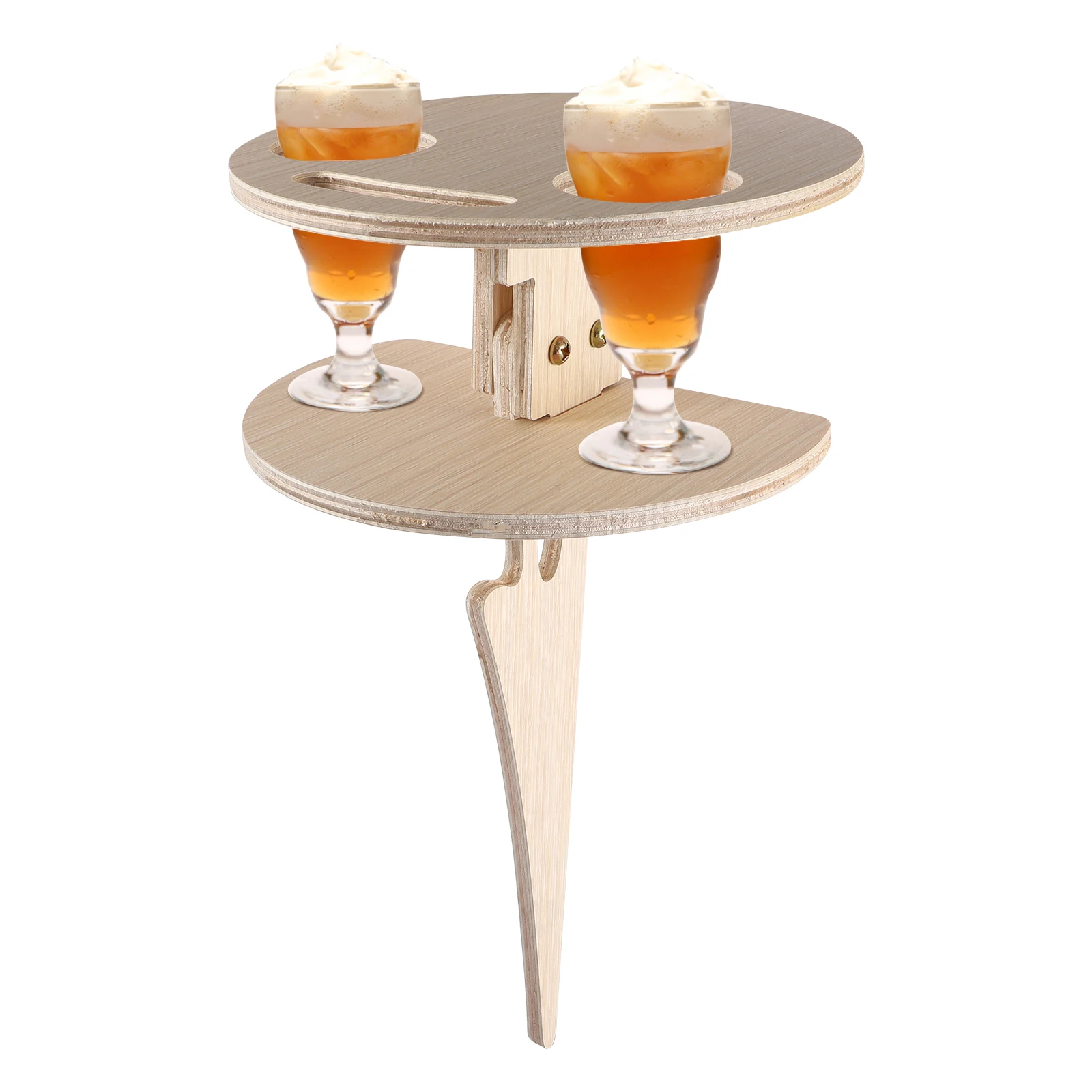 Outdoor Wine Table for Garden Mini Wooden Round Desktop Foldable Picnic Wine Rack Table Easy To Carry Wedding Party Decor