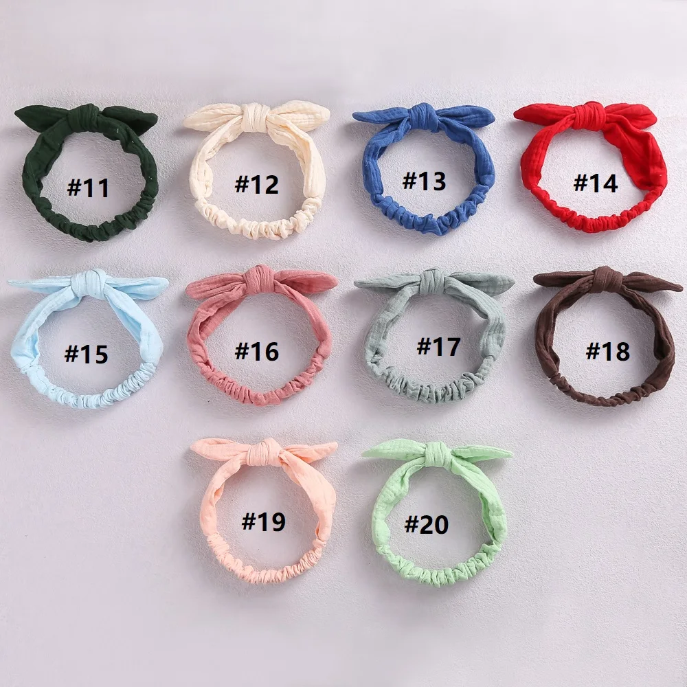 Cotton Newborn Turban Baby Headbands Girl Hair Bow Solid Rabbit Ear Head Wrap Soft Children Turban Lovely Kids Elastic Hairbands