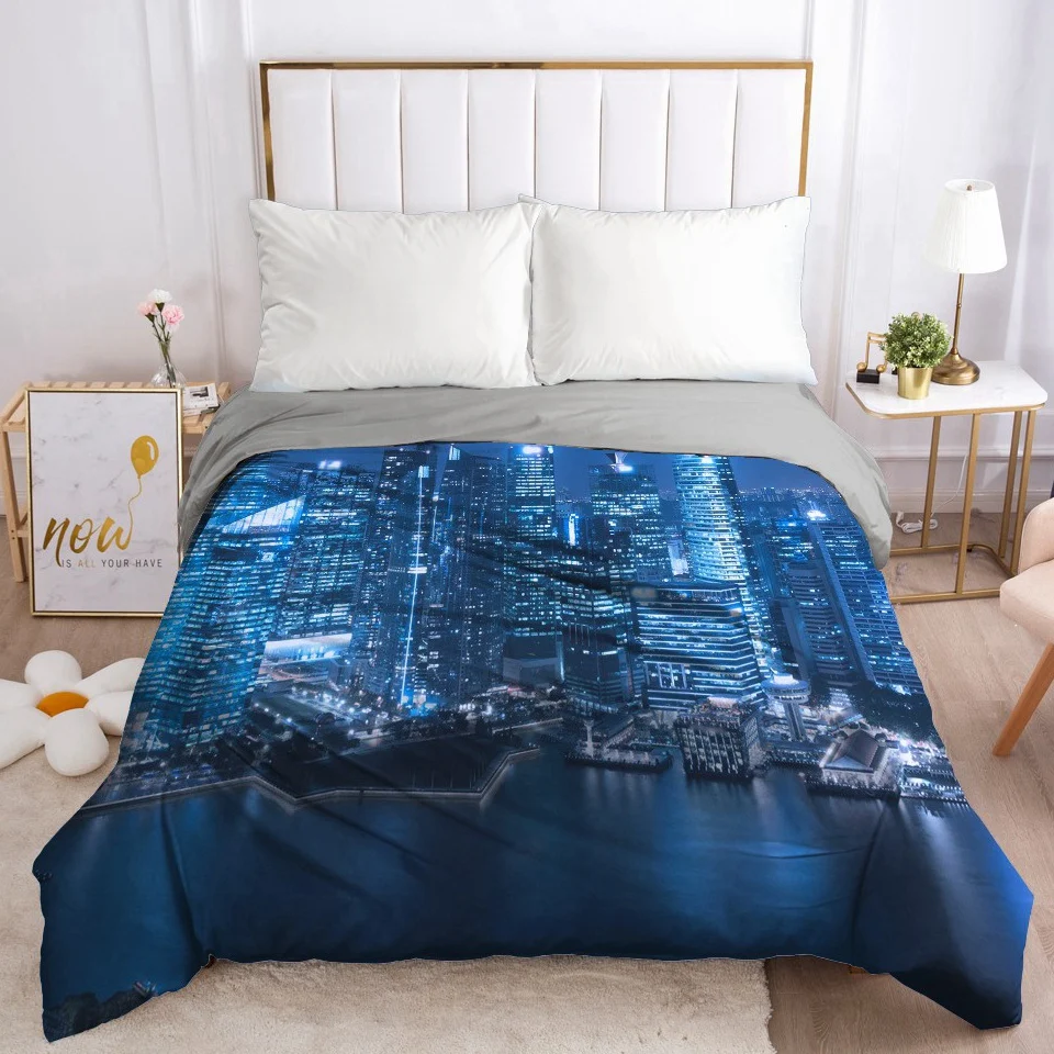 1pc Duvet Cover with Zipper Comforter Blanket Quilt Case 240*220/200*200/90/135/150 3D Bedding Bag City drop ship