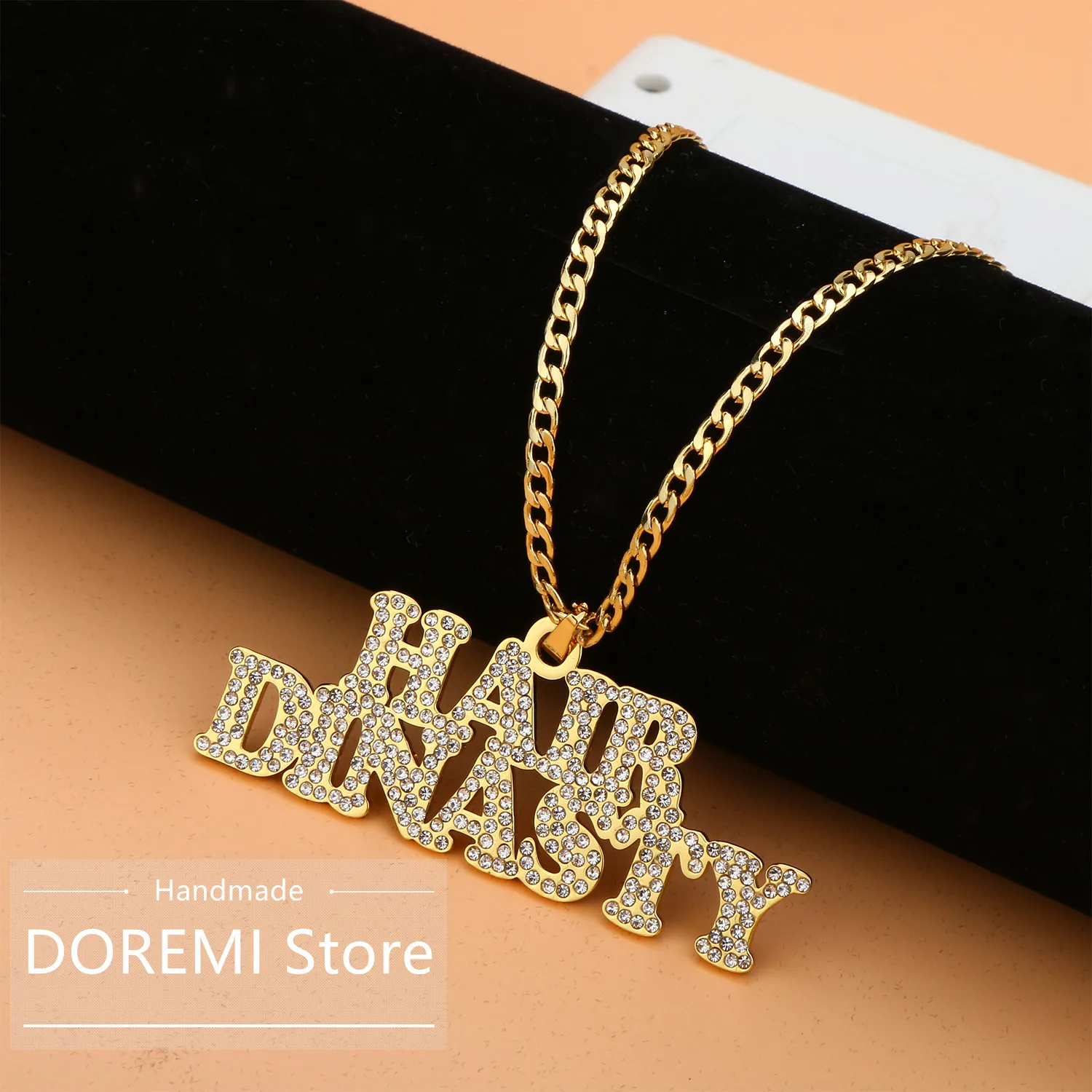 Personalized Custom Iced Out Double Name Necklace Heart Choker Thick chain Necklaces Handwriting Nameplate Couple Jewelry