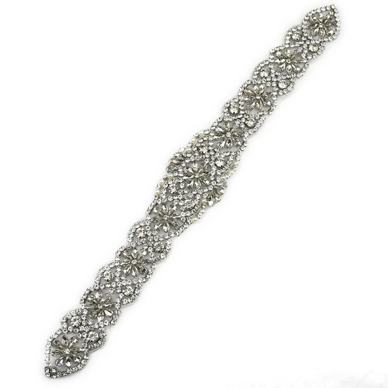 

3D Hand-made Rhinestone Applique, Crystal Diamond Accessories, Belt for Wedding Dress, WRA-1039