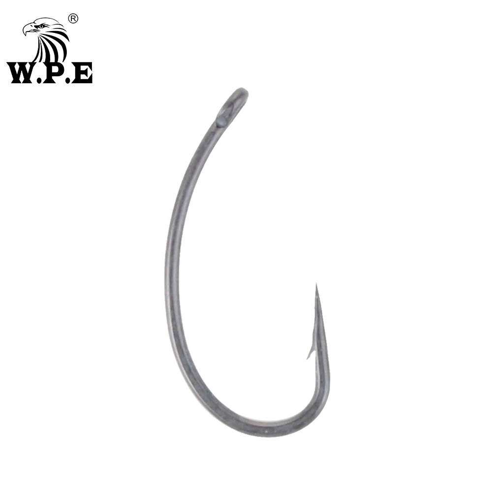 W.P.E Brand Coating Fishing Hook 30pcs/lot Fishhooks Matte Grey Carp Fishing Barbed Curve Shank Gripper Barbed Fishhooks