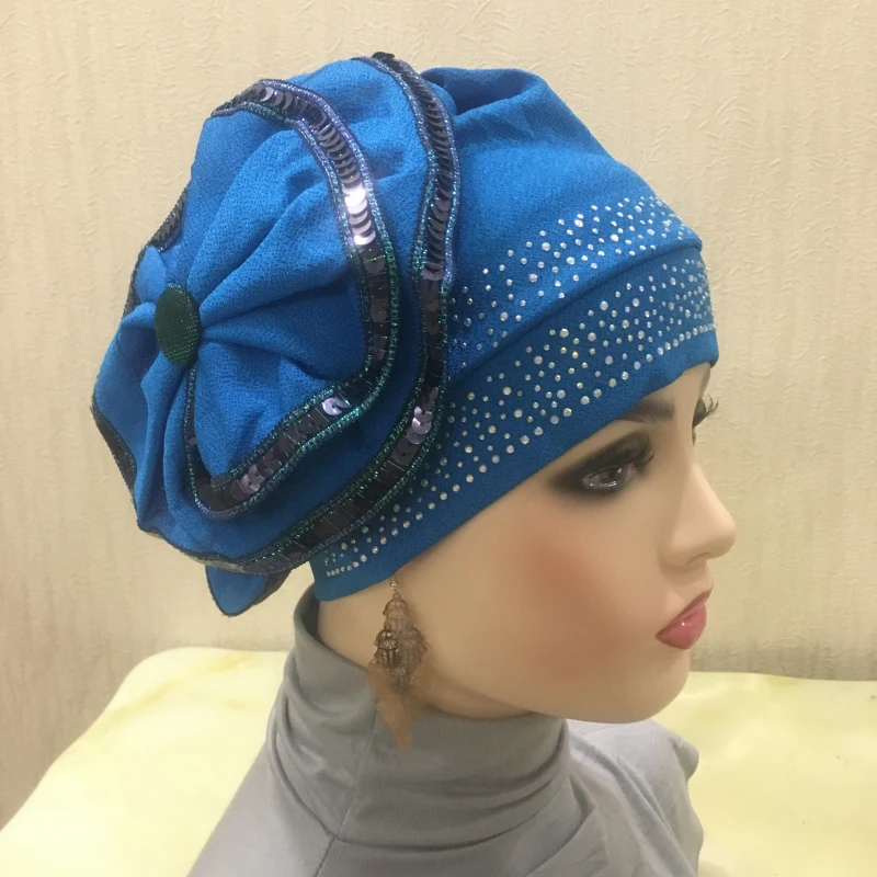 H140 Flower Turban hijab Stretch Inner Hijabs Full cover Caps Ready To Wear Women Head Scarf Under Hats Bonnet