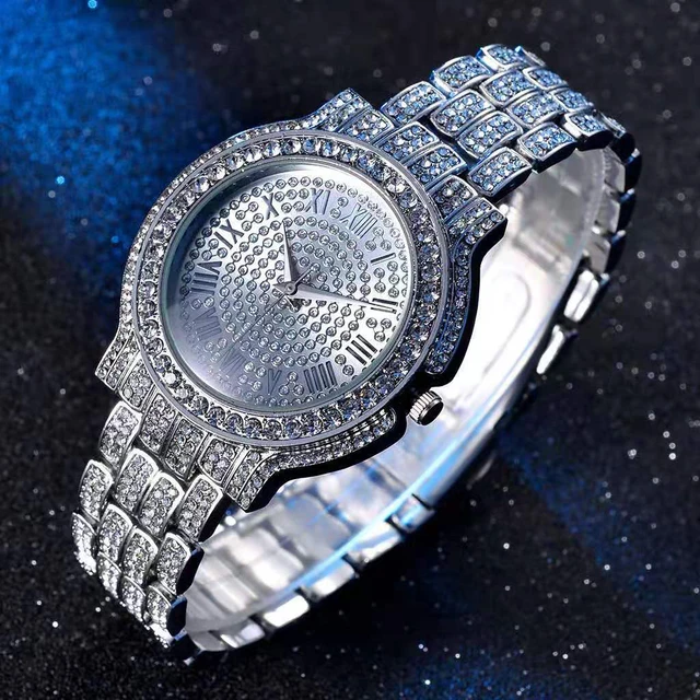 Women Watches Luxury Hiphop Punk Iced Out Watch Gold Diamond Rhinestone Watch for Women Quartz Wristwatch Relojes Para Mujer AliExpress