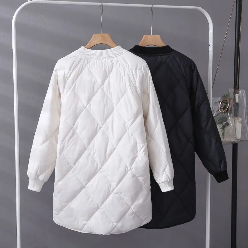 Sanishroly New Women Long Outwear Autumn Winter Casual Warm Ultra Light Down Jacket Parka Female Thin White Duck Down Coats S726