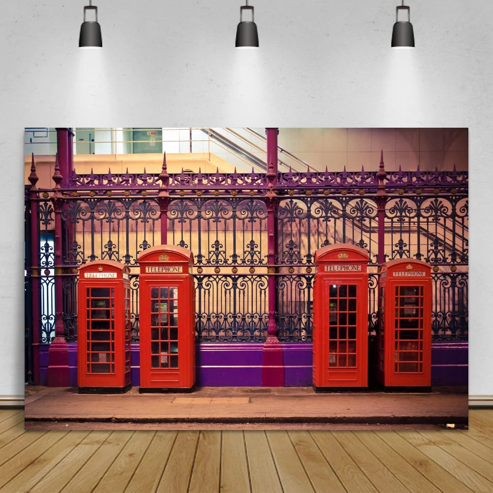 Laeacco Old Telephone Booth City Big Ben London Town Street Scenic Photographic Backgrounds Photography Backdrops Photo Studio