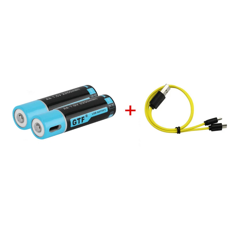 GTF 100% pojemność 1.5V 1500mAh AA akumulator litowo-jonowy 2250mwh litowo-polimerowy z USB akumulator litowy usb + kabel USB