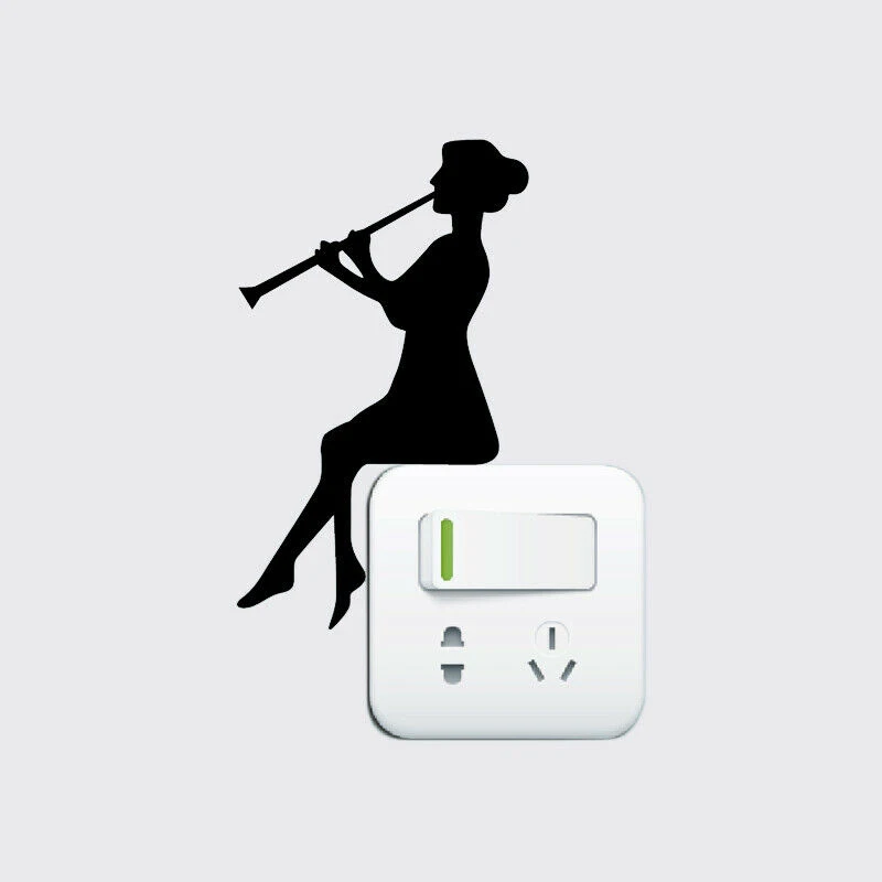 NEW  Lnstrument Playing Silhouette Switch Sticker Music Wall Sticker Decals Car Vinyl Decal StickerRoom Home Decoration