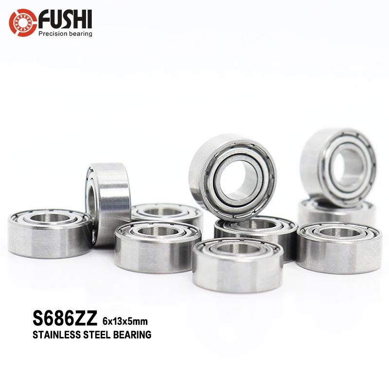 S686ZZ Bearing 6*13*5 mm ( 10PCS ) ABEC-1 440C Roller Stainless Steel S686Z S686 Z ZZ Ball Bearings